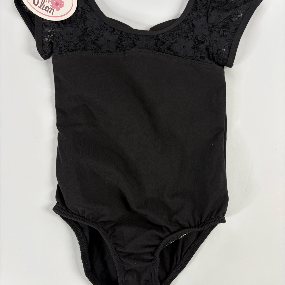 NWT Poppy & Plum Elegant Black Lace Kids Leotard Size S 4-6